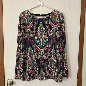 The Talbots Tee Colorful Women's Long Sleeve Crewneck Tee Size XL